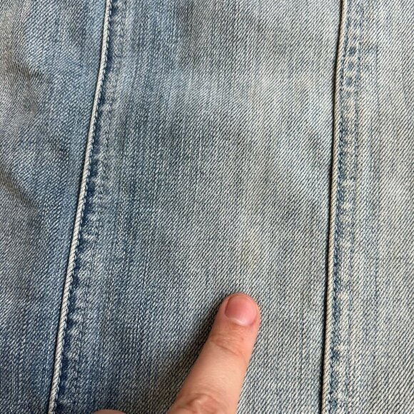 7 For All Mankind Denim Pencil Skirt Slim Faded Blue Knee Length Size 27 - Picture 9 of 9
